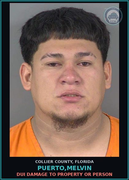 CCW arrest card for PUERTO,MELVIN in Collier County: DUI DAMAGE TO PROPERTY OR PERSON