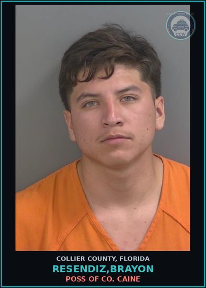 CCW arrest card for RESENDIZ,BRAYON in Collier County: POSS OF COCAINE