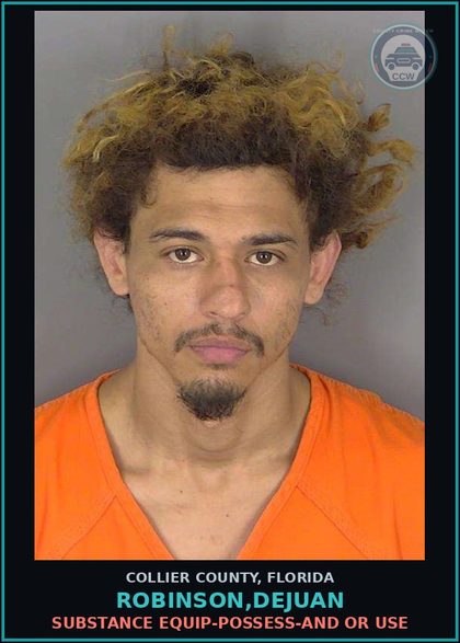 CCW arrest card for ROBINSON,DEJUAN in Collier County: DRUG EQUIP-POSSESS-AND OR USE