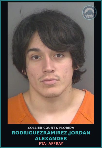 CCW arrest card for RODRIGUEZRAMIREZ,JORDAN ALEXANDER in Collier County: FTA- AFFRAY