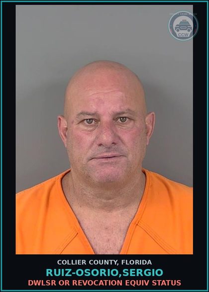 CCW arrest card for RUIZ-OSORIO,SERGIO in Collier County: DWLSR OR REVOCATION EQUIV STATUS