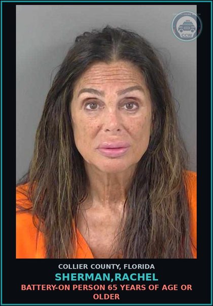 CCW arrest card for SHERMAN,RACHEL in Collier County: BATTERY-ON PERSON 65 YEARS OF AGE OR OLDER