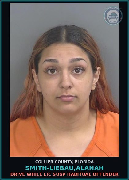 CCW arrest card for SMITH-LIEBAU,ALANAH in Collier County: DRIVE WHILE LIC SUSP HABITUAL OFFENDER