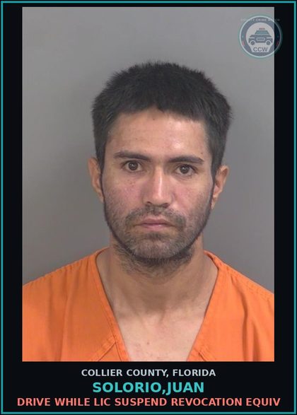 CCW arrest card for SOLORIO,JUAN in Collier County: DRIVE WHILE LIC SUSPEND REVOCATION EQUIV