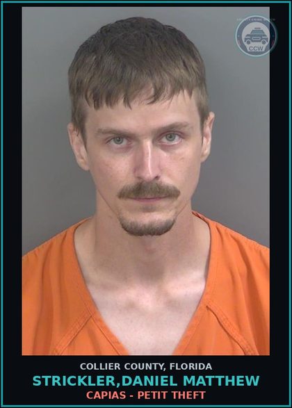 CCW arrest card for STRICKLER,DANIEL MATTHEW in Collier County: CAPIAS - PETIT THEFT