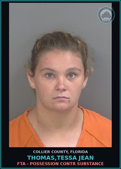 CCW arrest card for THOMAS,TESSA JEAN in Collier County: FTA - POSSESSION contr substance