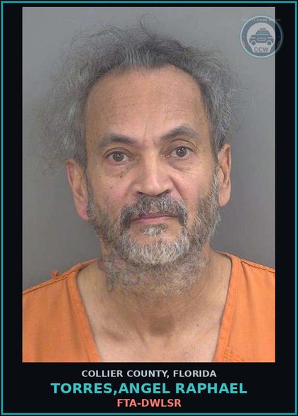 CCW arrest card for TORRES,ANGEL RAPHAEL in Collier County: FTA-DWLSR