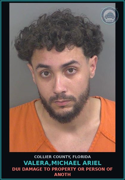 CCW arrest card for VALERA,MICHAEL ARIEL in Collier County: DUI DAMAGE TO PROPERTY OR PERSON OF ANOTH
