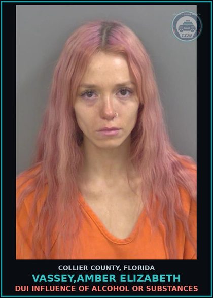 CCW arrest card for VASSEY,AMBER ELIZABETH in Collier County: DUI INFLUENCE OF ALCOHOL OR DRUGS