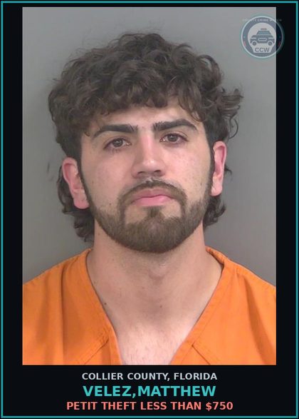 CCW arrest card for VELEZ,MATTHEW in Collier County: PETIT THEFT LESS THAN $750
