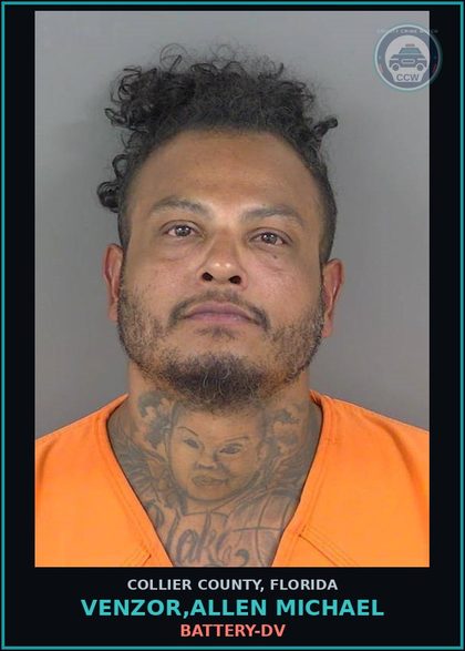 CCW arrest card for VENZOR,ALLEN MICHAEL in Collier County: BATTERY-DV