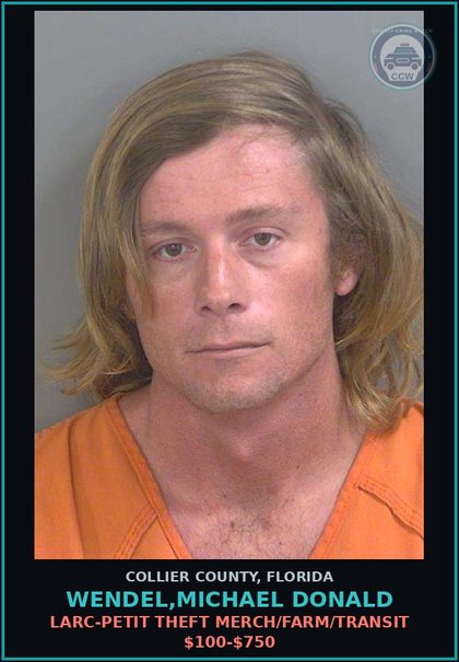 CCW arrest card for WENDEL,MICHAEL DONALD in Collier County: DEALING TRAFFIC STOLEN PROPERTY