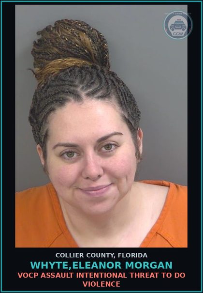 CCW arrest card for WHYTE,ELEANOR MORGAN in Collier County: VOCP ASSAULT INTENTIONAL THREAT TO DO VIOLENCE