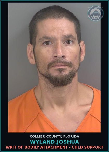 CCW arrest card for WYLAND,JOSHUA in Collier County: WRIT OF BODILY ATTACHMENT - chld SUPPORT
