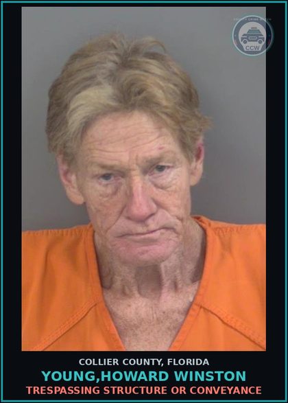 CCW arrest card for YOUNG,HOWARD WINSTON in Collier County: TRESPASSING STRUCTURE OR CONVEYANCE