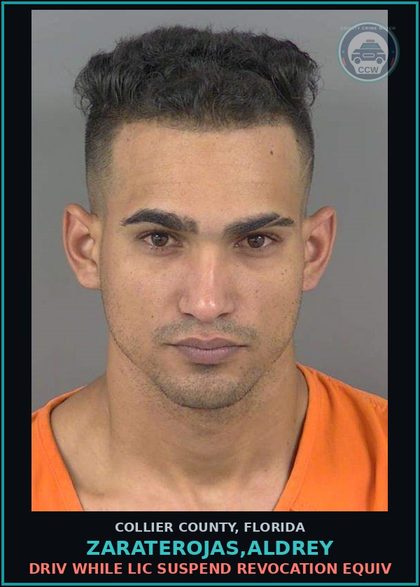 CCW arrest card for ZARATEROJAS,ALDREY in Collier County: DRIV WHILE LIC SUSPEND REVOCATION EQUIV