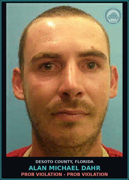 CCW arrest card for Alan Michael Dahr in DeSoto County: PROB VIOLATION - PROB VIOLATION