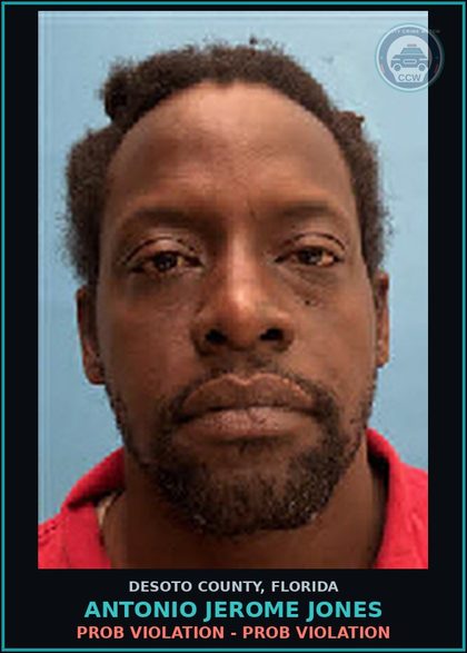 CCW arrest card for Antonio Jerome Jones in DeSoto County: PROB VIOLATION - PROB VIOLATION