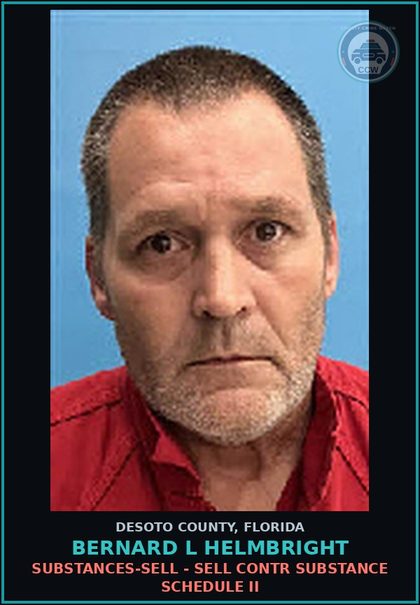 CCW arrest card for Bernard L Helmbright in DeSoto County: DRUGS-SELL - SELL contr substance SCHEDULE II