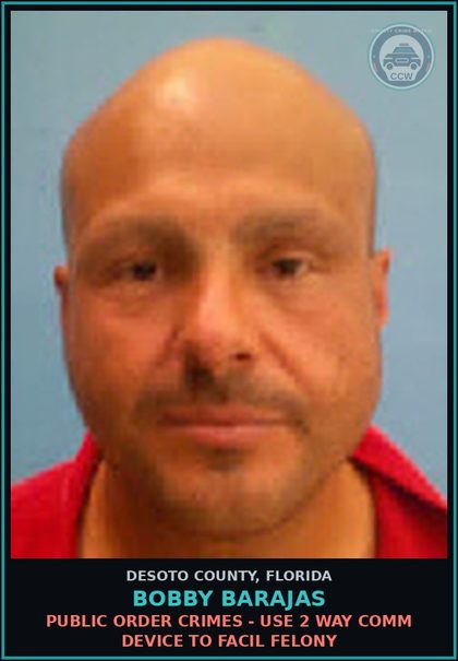 CCW arrest card for Bobby Barajas in DeSoto County: AMPHETAMINE-TRAFFIC - OR Methamp 14 GRAMS OR OVER