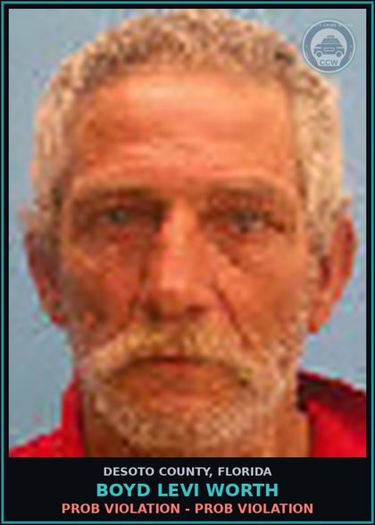CCW arrest card for Boyd Levi Worth in DeSoto County: PROB VIOLATION - PROB VIOLATION