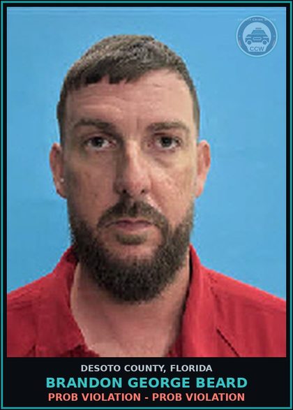 CCW arrest card for Brandon George Beard in DeSoto County: PROB VIOLATION - PROB VIOLATION