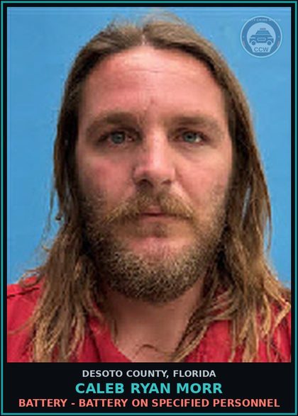 CCW arrest card for Caleb Ryan Morr in DeSoto County: MOVING TRAFFIC VIOL - OPERATE MOTORCYCLE W/O LICENSE