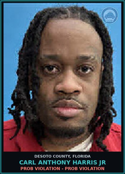 CCW arrest card for Carl Anthony Harris Jr in DeSoto County: PROB VIOLATION - PROB VIOLATION