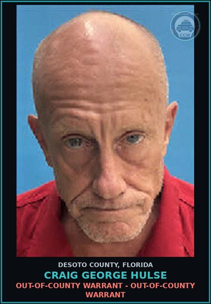 CCW arrest card for Craig George Hulse in DeSoto County: OUT-OF-COUNTY WARRANT - OUT-OF-COUNTY WARRANT