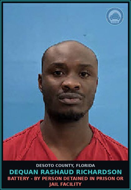 CCW arrest card for Dequan Rashaud Richardson in DeSoto County: DRUGS-TRAFFIC - TRAFFIC Fent/Fent ANALOGUES 4 GRAMS+