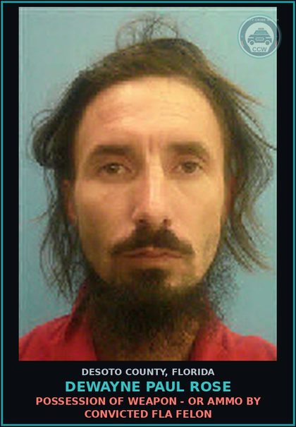 CCW arrest card for Dewayne Paul Rose in DeSoto County: AMPHETAMINE-TRAFFIC - TRAFFIC IN METH/AMPHETAMINE 14 GRAMS+