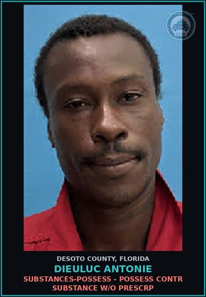CCW arrest card for Dieuluc Antonie in DeSoto County: DRUGS-POSSESS - POSSESS contr substance W/O PRESCRIPTION