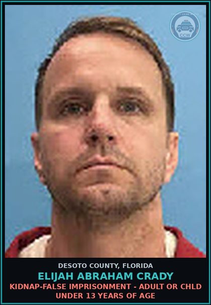 CCW arrest card for Elijah Abraham Crady in DeSoto County: HOUSE FOR OTHER AGENCY