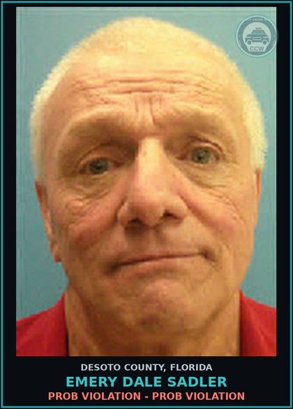 CCW arrest card for Emery Dale Sadler in DeSoto County: PROB VIOLATION - PROB VIOLATION