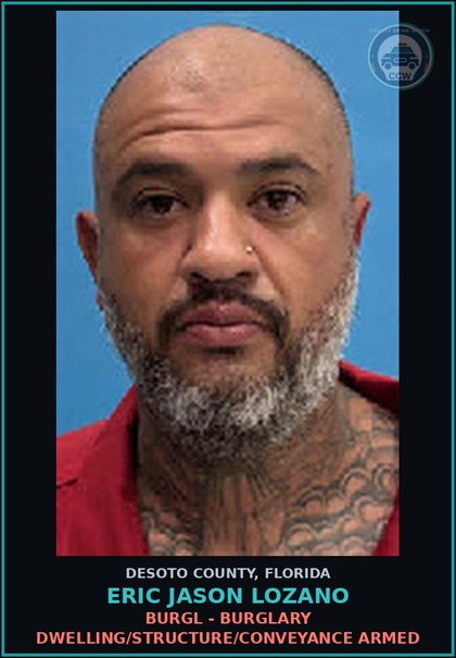 CCW arrest card for Eric Jason Lozano in DeSoto County: AMPHETAMINE-TRAFFIC - TRAFFIC IN METH/AMPHETAMINE 14 GRAMS+