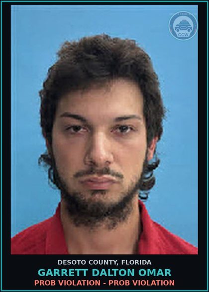 CCW arrest card for Garrett Dalton Omar in DeSoto County: PROB VIOLATION - PROB VIOLATION