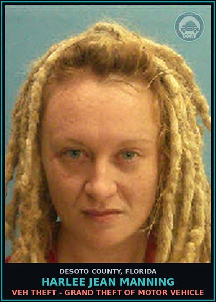 CCW arrest card for Harlee Jean Manning in DeSoto County: PROB VIOLATION - PROB VIOLATION