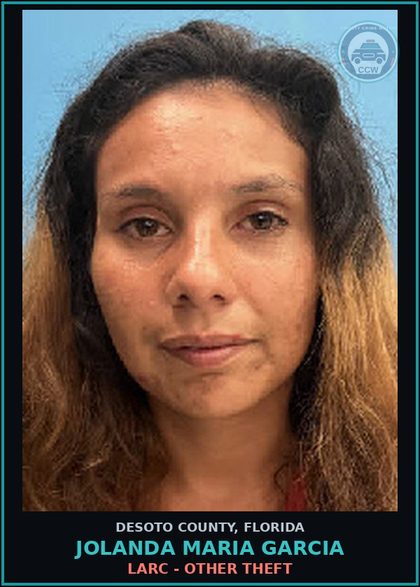 CCW arrest card for Jolanda Maria Garcia in DeSoto County: LARC - OTHER THEFT