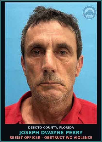 CCW arrest card for Joseph Dwayne Perry in DeSoto County: RESIST OFFICER - OBSTRUCT WO VIOLENCE