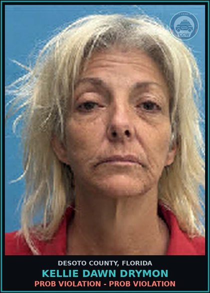 CCW arrest card for Kellie Dawn Drymon in DeSoto County: PROB VIOLATION - PROB VIOLATION