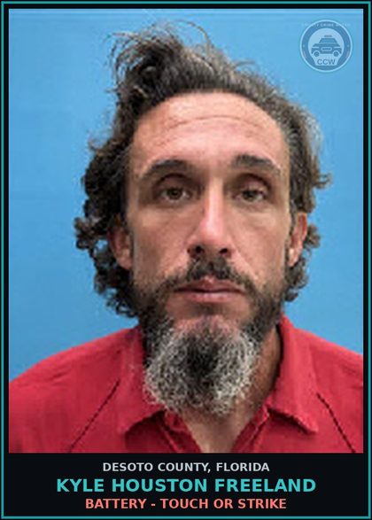 CCW arrest card for Kyle Houston Freeland in DeSoto County: BATTERY - TOUCH OR STRIKE