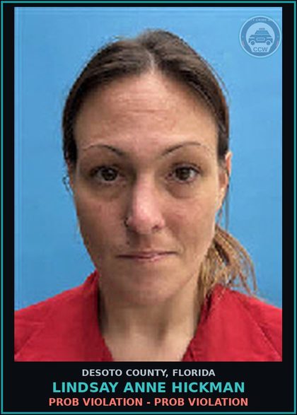 CCW arrest card for Lindsay Anne Hickman in DeSoto County: PROB VIOLATION - PROB VIOLATION