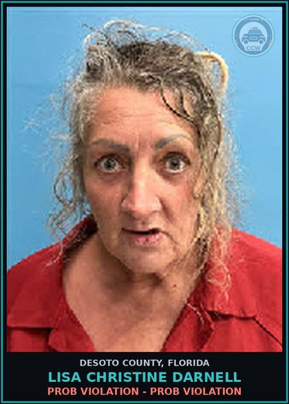 CCW arrest card for Lisa Christine Darnell in DeSoto County: PROB VIOLATION - PROB VIOLATION