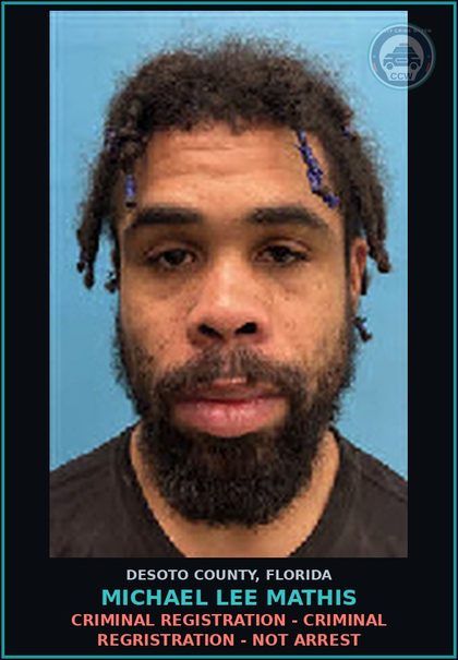 CCW arrest card for Michael Lee Mathis in DeSoto County: CRIMINAL REGISTRATION - CRIMINAL REGRISTRATION - NOT ARREST