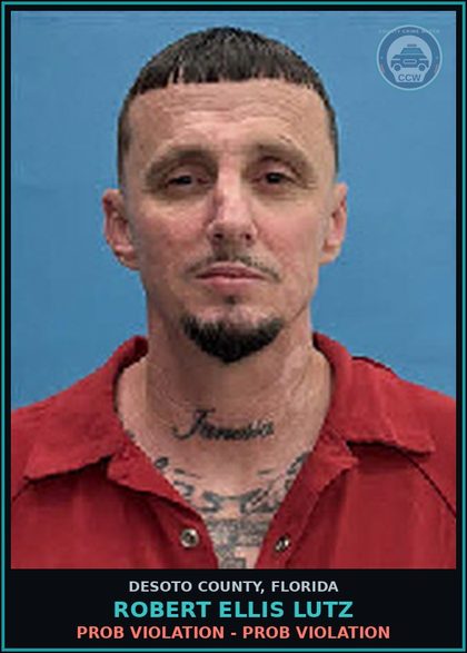 CCW arrest card for Robert Ellis Lutz in DeSoto County: PROB VIOLATION - PROB VIOLATION