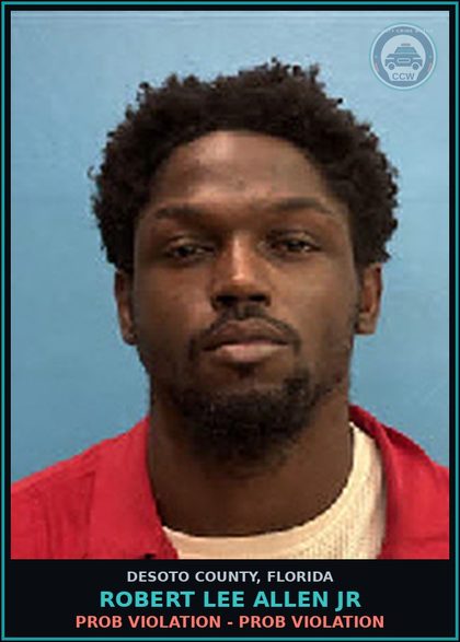 CCW arrest card for Robert Lee Allen Jr in DeSoto County: PROB VIOLATION - PROB VIOLATION