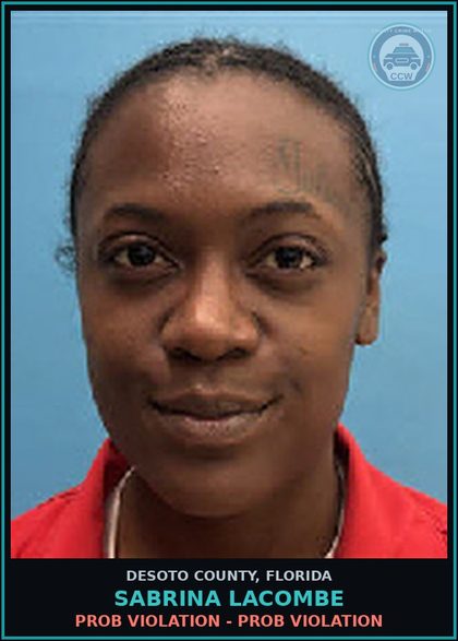 CCW arrest card for Sabrina Lacombe in DeSoto County: PROB VIOLATION - PROB VIOLATION