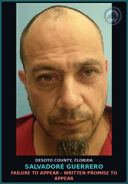 CCW arrest card for Salvadore Guerrero in DeSoto County: FAILURE TO APPEAR - WRITTEN PROMISE TO APPEAR