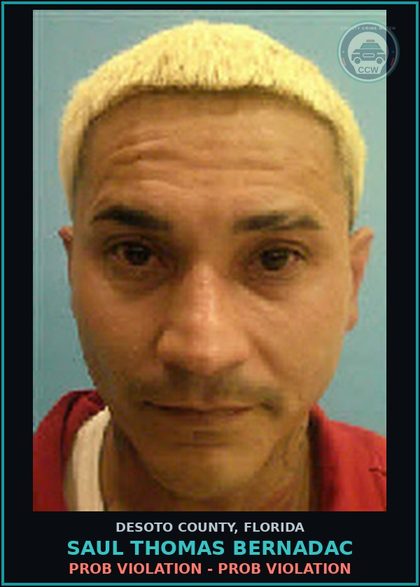 CCW arrest card for Saul Thomas Bernadac in DeSoto County: PROB VIOLATION - PROB VIOLATION