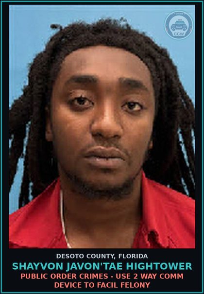 CCW arrest card for Shayvon Javon'Tae Hightower in DeSoto County: DRUGS-SELL - SELL CTRL SUBSTANCE SCHOOL/PARK SCHEDULE I